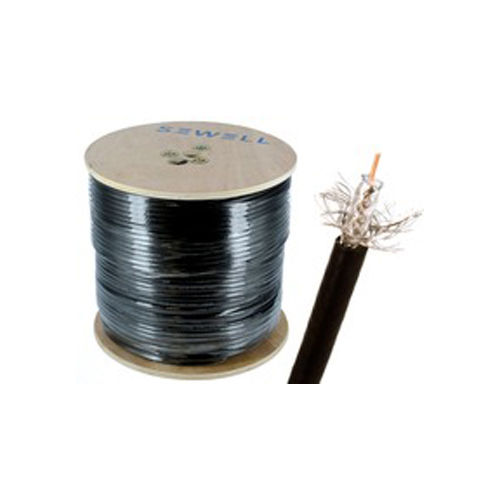 Sewell  RG6 Bulk Cable - Pure Copper - Black - 60% Braid - 1000 ft Spool - Black