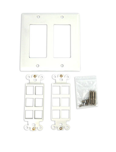 Sewell Wall Plate with 12 keystone ports - 2-Gang - White