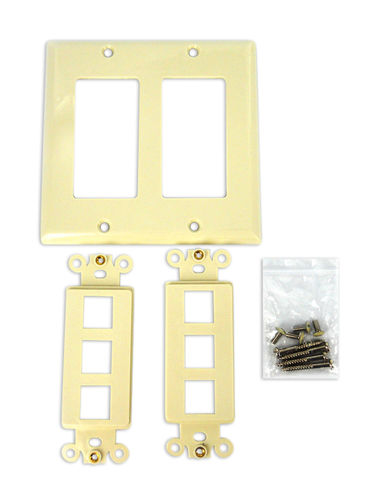 Sewell Wall Plate with 6 Keystone Ports - 2-Gang - Beige