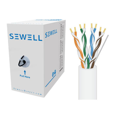 Sewell PureRun Plenum Cat5e UL CMP 350MHz Solid UTP 1000 ft White