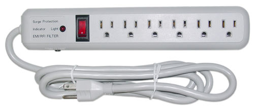 Offex Wholesale Surge Suppressor 6 Outlet 3 MOV 540 Joules EMI / RFI 6 ft