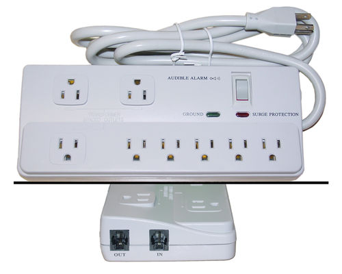 Offex Wholesale 8 Outlet Surge Protector (Professional) with Fax Modem, Max 2160 Joules 6 ft cable