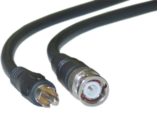 Cable Wholesale BNC Male / RCA Male, 75ohm, RG59U Coaxial Cable, 95% Braid, Black 12 ft