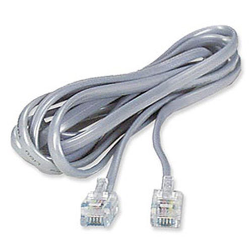 Ziotek RJ11 6p6c Modular Flat Phone Cable, Silver