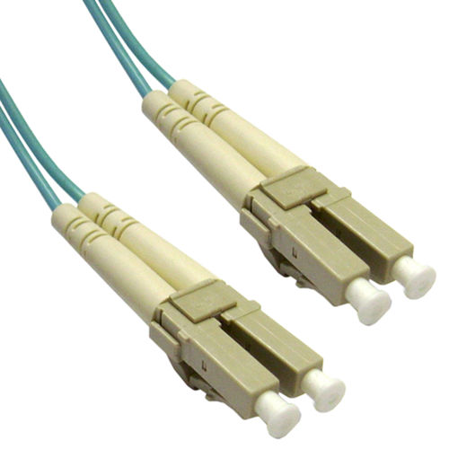 Cable Wholesale LC / LC, Multimode, Duplex Fiber Optic Cable, 10-Gigabit Aqua, 50/125