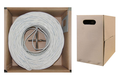 Cable Wholesale CAT5E, UTP, Bulk Cable, Solid, CMP/Plenum, 350MHz, 24 AWG, White, 1000 ft