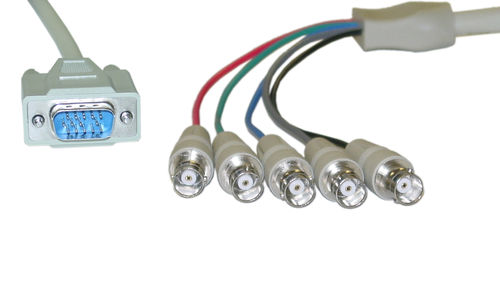 Cable Wholesale HD15 (SVGA) Male / BNC x 5 Female, Double-Shielded, 1 ft