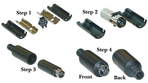 Cable Wholesale MiniDIN 8 Male Solder Connector with housing, Black