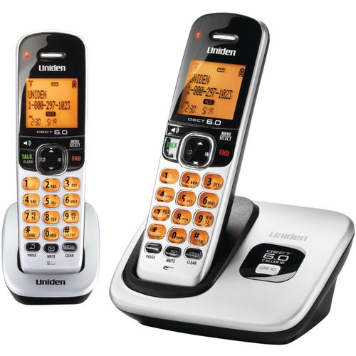 UNIDEN D1760-2 DECT Cordless Phone with Caller ID (2-Handset System; Silver)