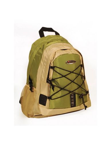 Isafe Guardian School / College Travel Nylon Laptop Shoulder Backpack / Bag - Green with Safety Alarm
