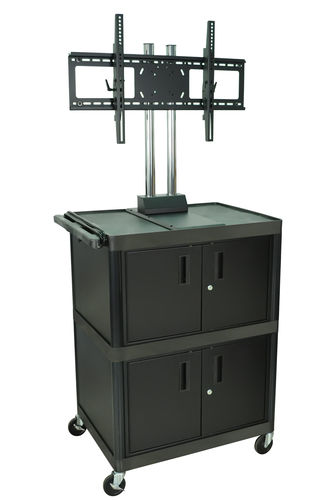 H. WILSON Mobile Cart Universal LCD TV Mount with 2 Cabinets 69 In H