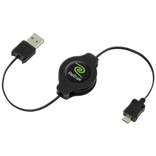 RETRAK_EMERGE ETCABLEMICRO5 Retractable Micro USB Cable, 3.2 ft