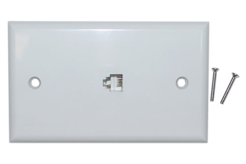 Offex Wholesale Telephone Wall Plate,RJ11, 4C White Smooth