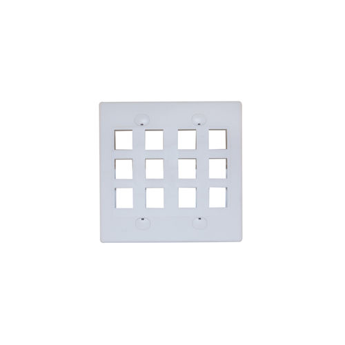 Offex Wholesale Dual Gang Wall Plate, 12 Hole for keystone Jack , White
