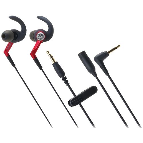 AUDIO TECHNICA ATH-CKP500RD SonicSport Ergonomic C-Tip Headphones (Red)