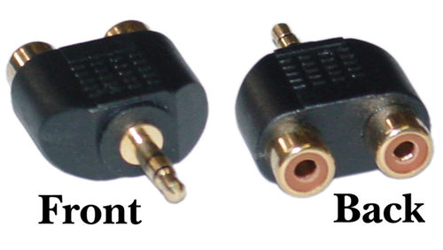 Offex Wholesale RCA to Stereo adapter, 2 x RCA Female / 1 x 3.5mm Stereo Male