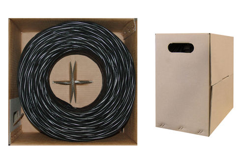 Cable Wholesale CAT5E, UTP, Bulk Cable, Solid, 350MHz, 24 AWG, Black, 1000 ft