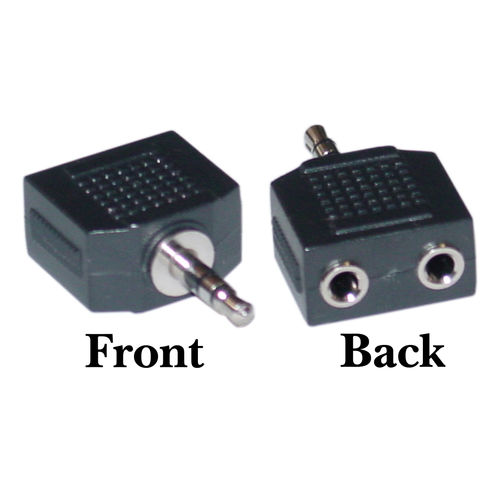 Offex Wholesale Stereo splitter, 2 x 3.5mm Stereo Female / 3.5mm Stereo Male