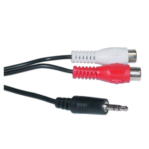 3.5mm Stereo to Female RCA Cable, 1 Male 3.5mm, 2 Female RCA, 6 foot