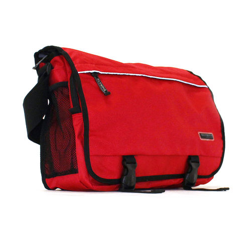 Olympia Laptop Carrying Case Safety Messenger Bag in Red with Pockets