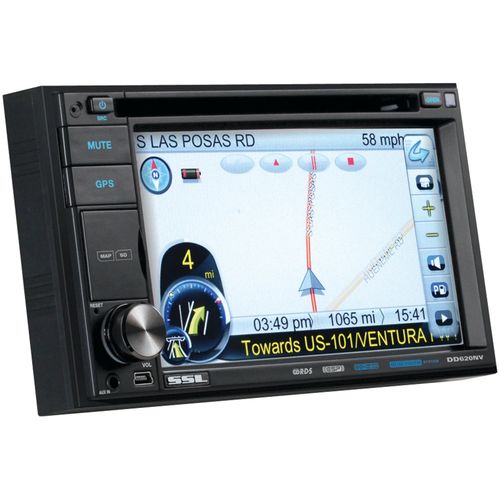 SOUNDSTORM DD620NV 6.2"" Double-DIN In-Dash Touchscreen Navigation DVD Receiver with Bluetooth(R)