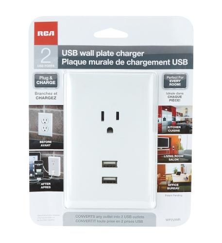 WHITE WALL PLATE WITH 2 USB