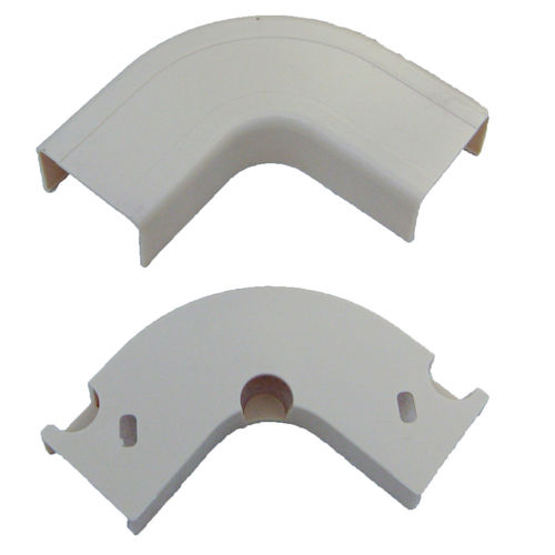 Cable Raceway, White, 1.75 inch, Flat 90 Degree Elbow and Base