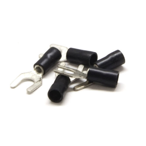 Fork Terminal, Black, 12 AWG - 14 AWG, Electrical Wire Connection, 100 Pieces