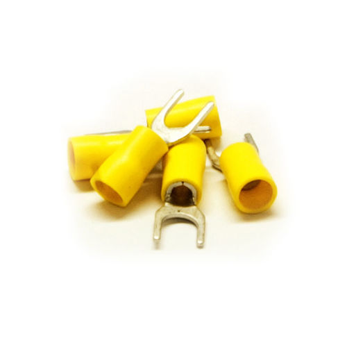 Fork Terminal, Yellow, 10 AWG - 12 AWG, Electrical Wire Connection, 100 Pieces