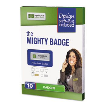 Name Badge Starter Kit, Silver, Inkjet Inserts, 1 x 3, 10 per Kit