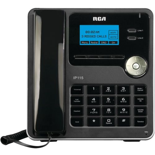 RCA IP115 VoIP Corded Desk Phone with 2-Line Display
