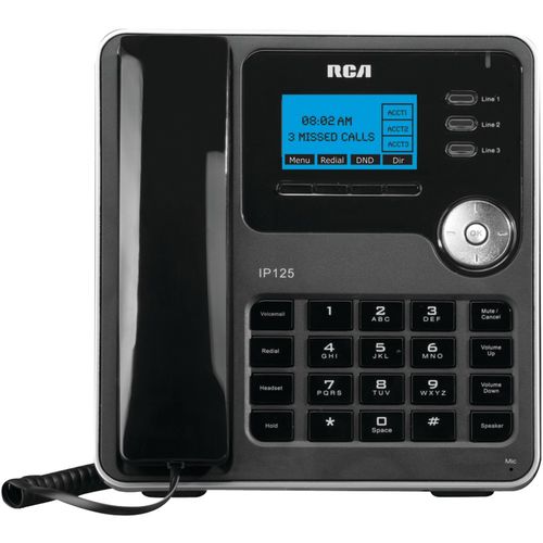 RCA IP125 VoIP Corded Desk Phone with 3-Line Display