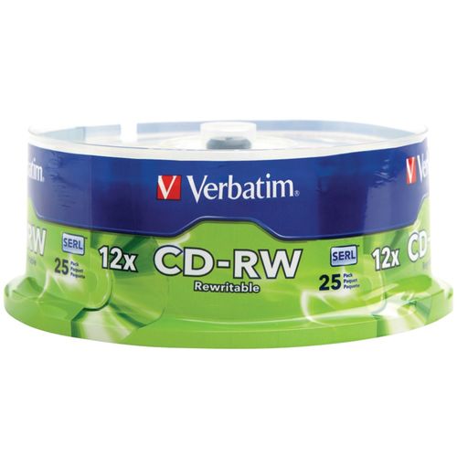 VERBATIM 95155 700MB 4x - 12x High-Speed CD-RWs, 25-ct Spindle