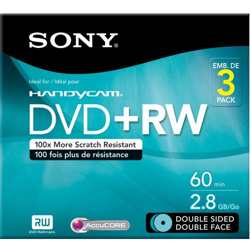 SONY 3DPW60DSR2HC 2.8GB Camcorder Double-Sided DVD-RWs, 3 pk