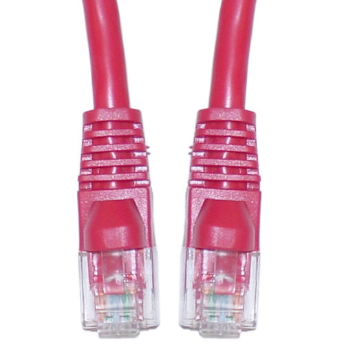 Cat 6a Red Ethernet Patch Cable, Snagless / Molded Boot, 500 MHz, 15 foot