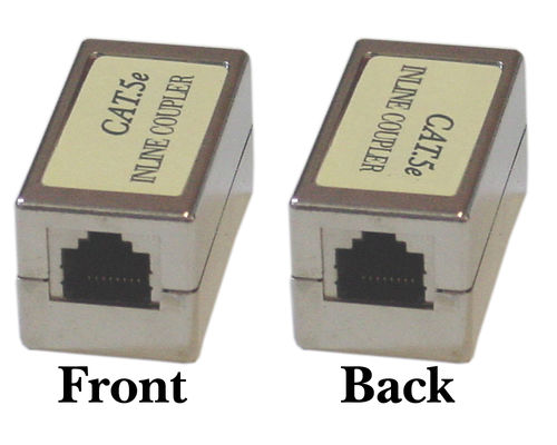 Shielded Cat 5e Inline Coupler, Silver, STP, RJ45 Female