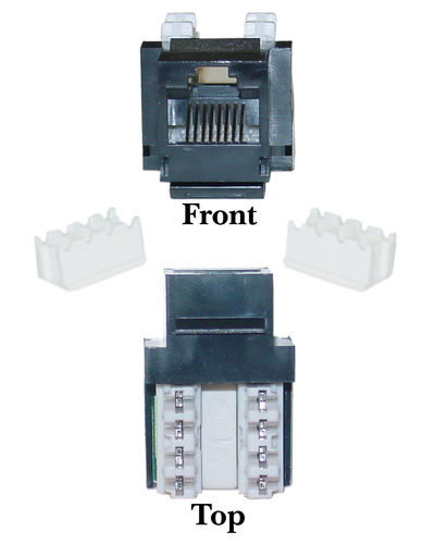 Cat 5e Keystone Jack, Black, RJ45 Female to 110 Punch Down