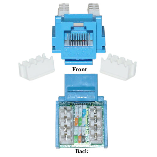 Cat 5e Keystone Jack, Blue, RJ45 Female to 110 Punch Down