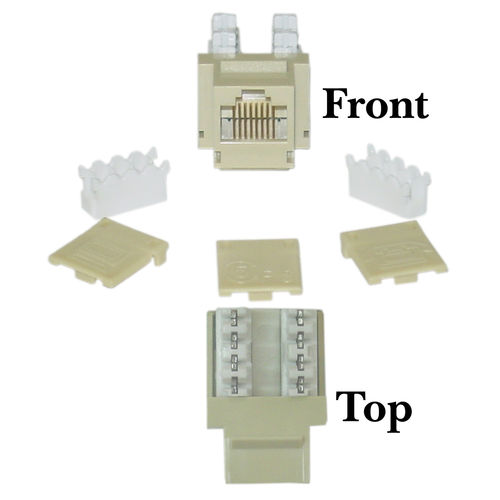 Cat 5e Keystone Jack, Beige / Ivory, RJ45 Female to 110 Punch Down