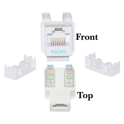 Cat 5e Keystone Jack, White, RJ45 Female to 110 Punch Down