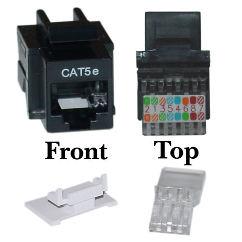 Cat 5e Keystone Jack, Black, Toolless, RJ45 Female