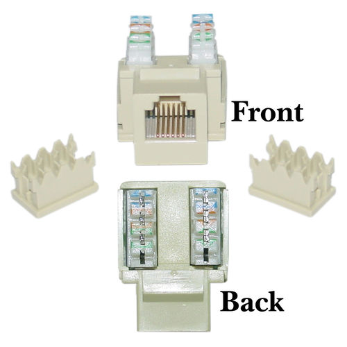 Keystone Insert, Beige, Phone / Data Jack, RJ11 / RJ12 Female to 110 Type Punch Down