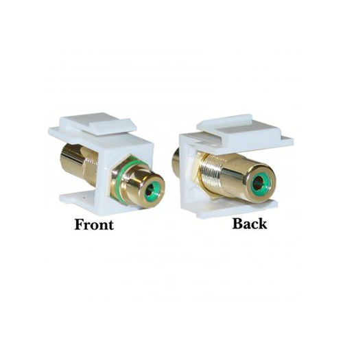 Keystone Insert, White, RCA Female Coupler (Green RCA)