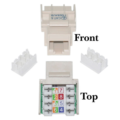 Cat 6 Keystone Jack, Beige / Ivory, RJ45 Female to 110 Punch Down