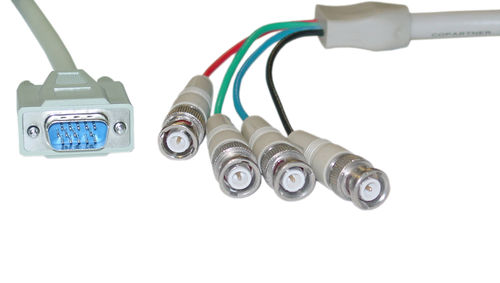 SVGA (HD15 Male) to BNC (4 Male) Monitor Breakout Cable with Ferrite Bead, Double Shielded, 6 foot