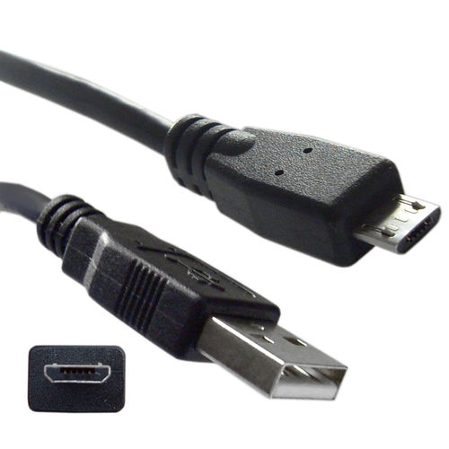 Micro USB 2.0 Cable, Black, Type A Male / Micro-B Male, 1.5 foot