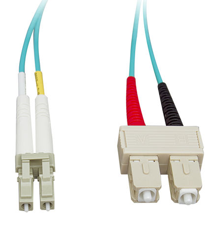 Fiber Optic Cable, LC / SC, Multimode, Duplex, 10-Gigabit Aqua, 50 / 125, 1 meter (3.3 foot)