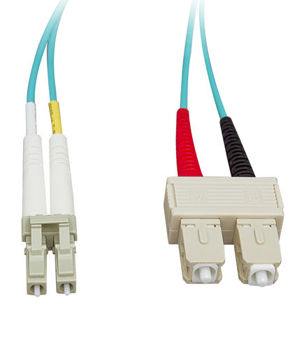 Fiber Optic Cable, LC / SC, Multimode, Duplex, 10-Gigabit Aqua, 50 / 125, 2 meter (6.6 foot)