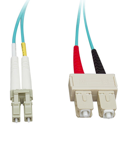 Fiber Optic Cable, LC / SC, Multimode, Duplex, 10-Gigabit Aqua, 50 / 125, 3 meter (13 foot)