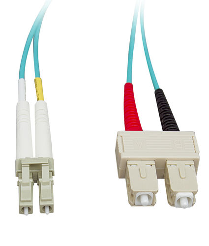 Fiber Optic Cable, LC / SC, Multimode, Duplex, 10-Gigabit Aqua, 50 / 125, 15 meter (49.2 foot)